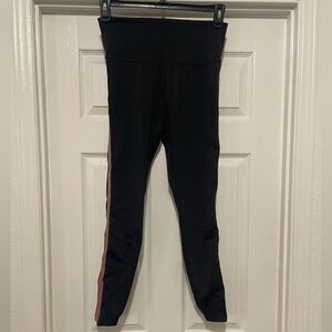 Beyond Yoga Black Leggings with Pink Stripes